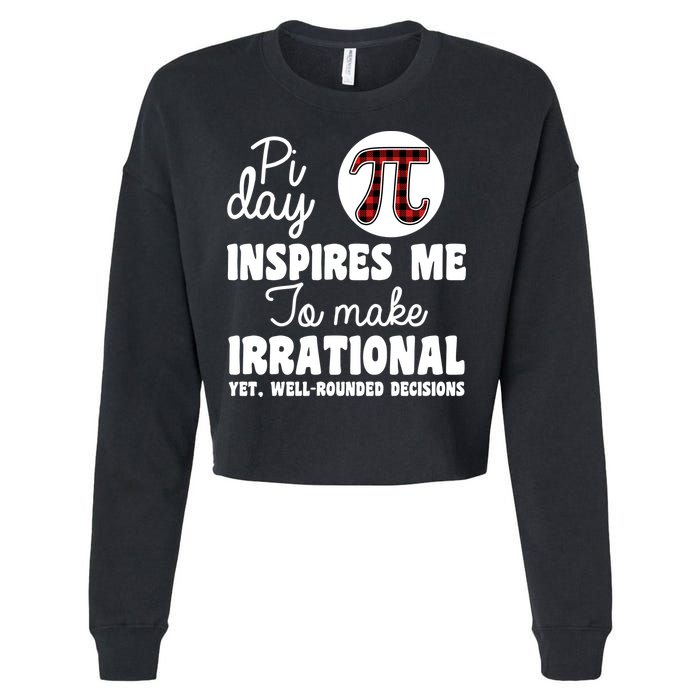 Pi Inspires Me Funny Pi Day 3.14 Cropped Pullover Crew
