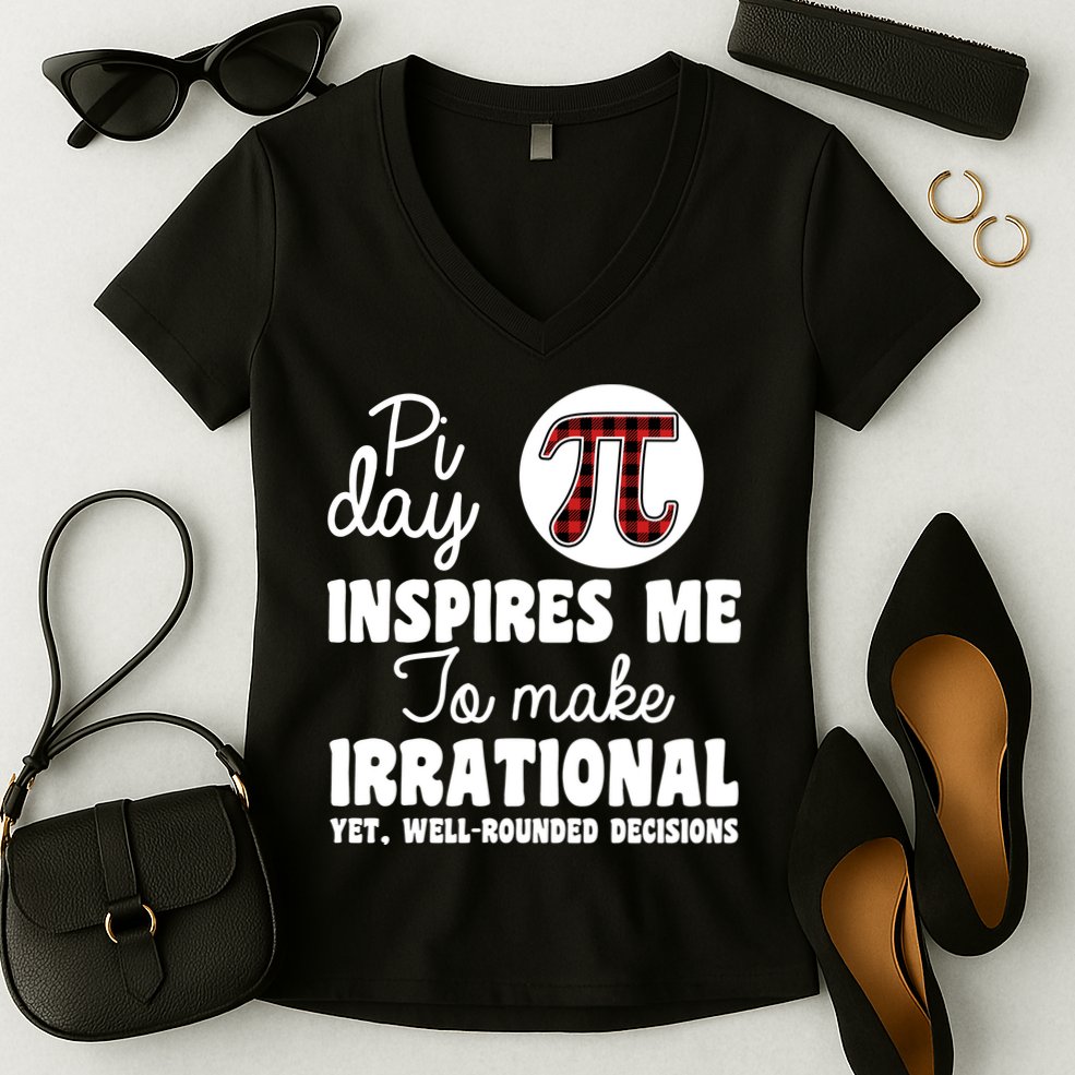 Pi Inspires Me Funny Pi Day 3.14 Women's V-Neck T-Shirt