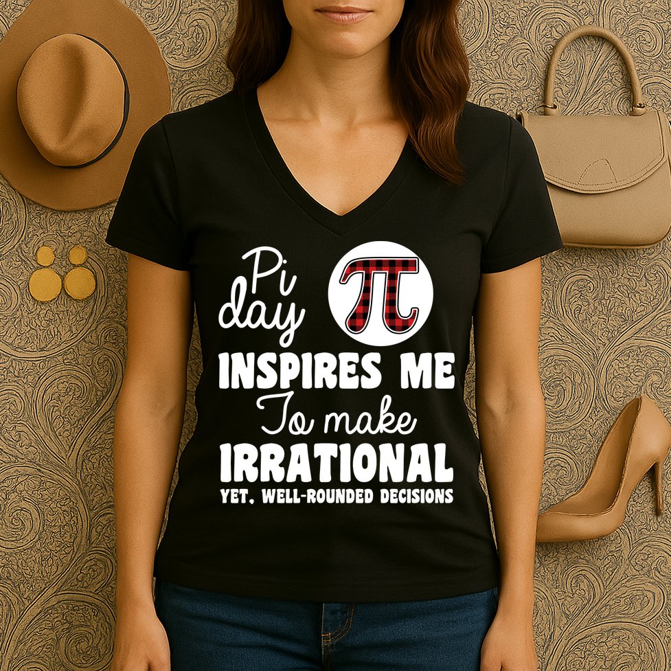 Pi Inspires Me Funny Pi Day 3.14 Women's V-Neck T-Shirt