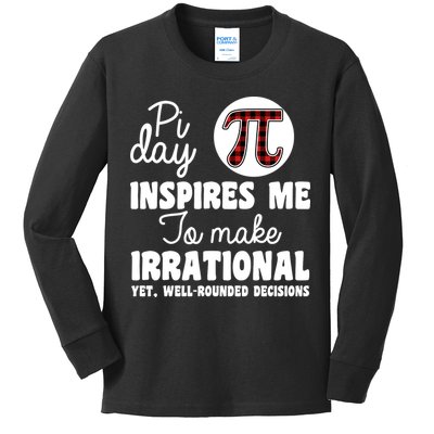 Pi Inspires Me Funny Pi Day 3.14 Kids Long Sleeve Shirt