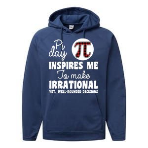 Pi Inspires Me Funny Pi Day 3.14 Performance Fleece Hoodie