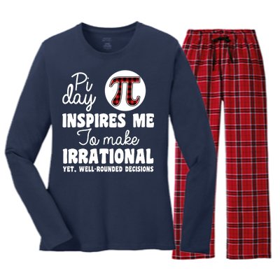 Pi Inspires Me Funny Pi Day 3.14 Women's Long Sleeve Flannel Pajama Set 