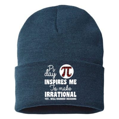 Pi Inspires Me Funny Pi Day 3.14 Sustainable Knit Beanie