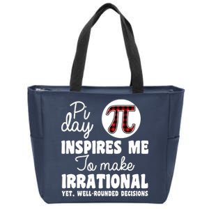 Pi Inspires Me Funny Pi Day 3.14 Zip Tote Bag