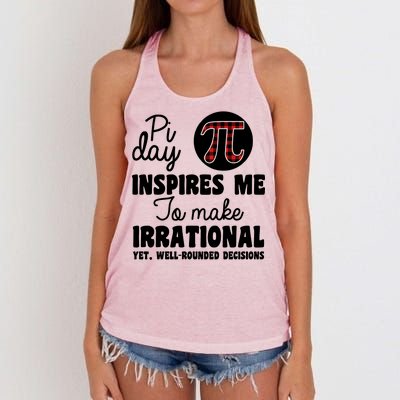 Pi Inspires Me Funny Pi Day 3.14 Women's Knotted Racerback Tank