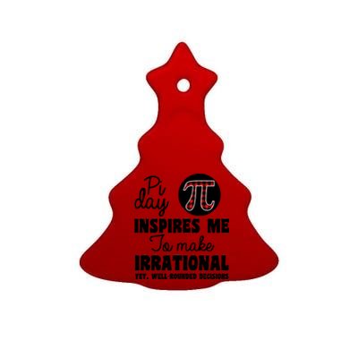 Pi Inspires Me Funny Pi Day 3.14 Ceramic Tree Ornament