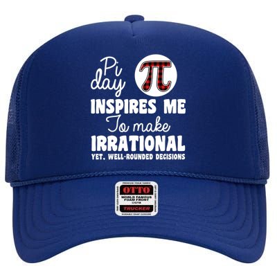 Pi Inspires Me Funny Pi Day 3.14 High Crown Mesh Back Trucker Hat