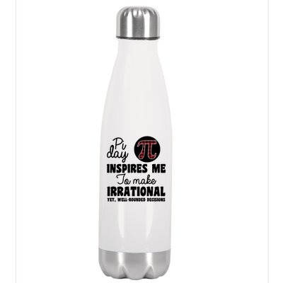 Pi Inspires Me Funny Pi Day 3.14 Stainless Steel Insulated Water Bottle