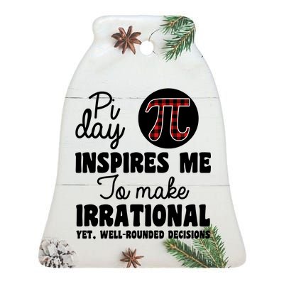 Pi Inspires Me Funny Pi Day 3.14 Ceramic Bell Ornament