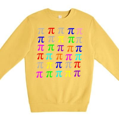 Pi Plaid Rainbow Pride Pi Day Collage Premium Crewneck Sweatshirt