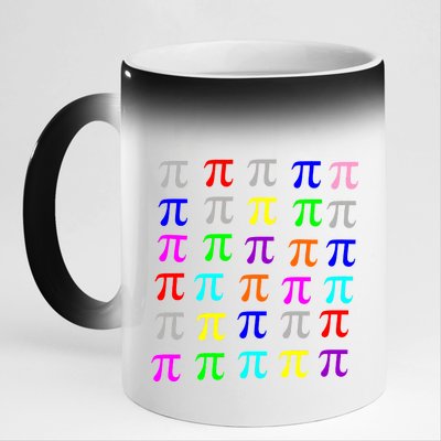 Pi Plaid Rainbow Pride Pi Day Collage 11oz Black Color Changing Mug