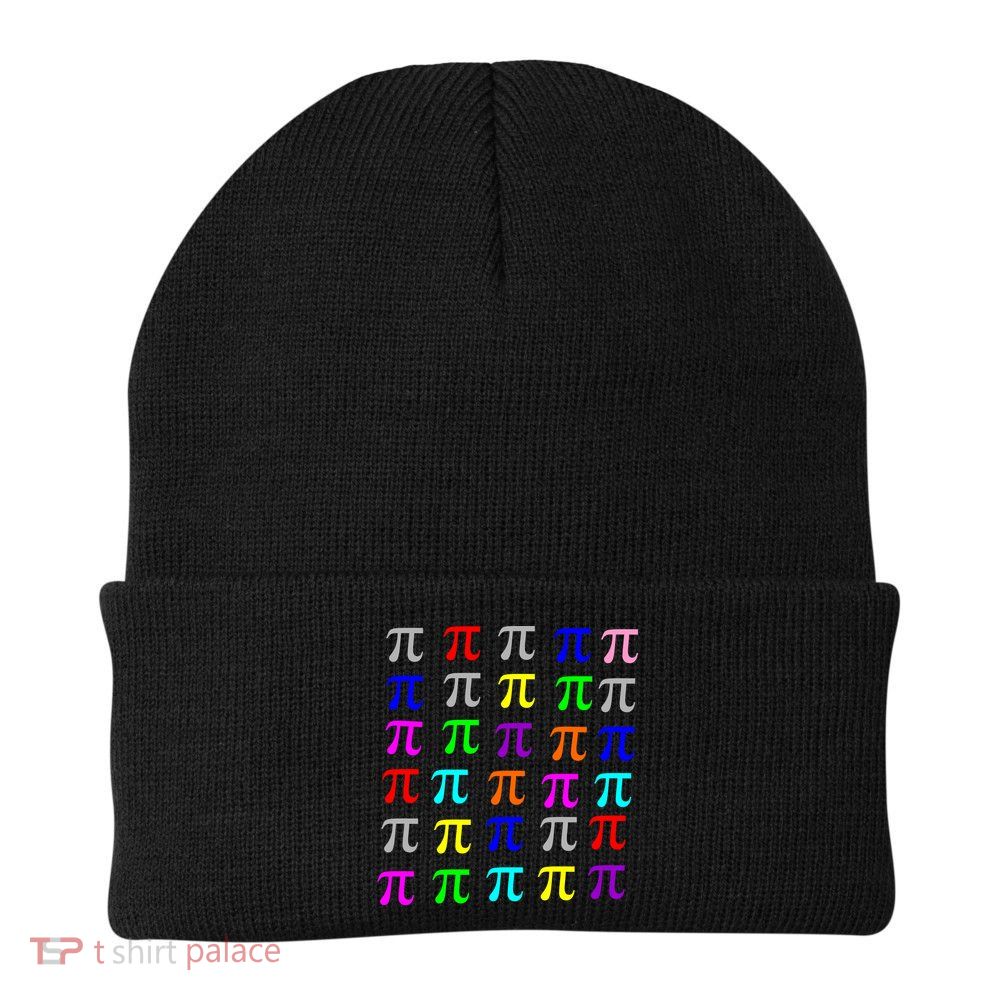 Pi Plaid Rainbow Pride Pi Day Collage Knit Cap Winter Beanie