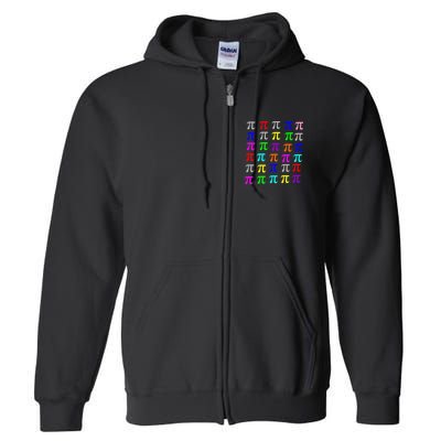 Pi Plaid Rainbow Pride Pi Day Collage Full Zip Hoodie