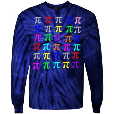 Pi Plaid Rainbow Pride Pi Day Collage Tie-Dye Long Sleeve Shirt