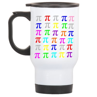 Pi Plaid Rainbow Pride Pi Day Collage Stainless Steel Travel Mug