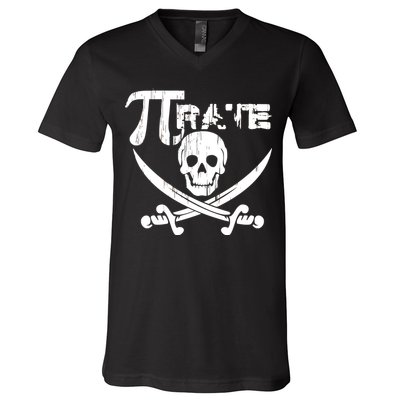 PI Rate Math Skull and Cross Swords V-Neck T-Shirt