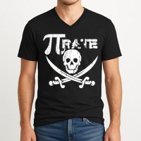 PI Rate Math Skull and Cross Swords V-Neck T-Shirt