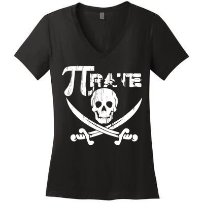 PI Rate Math Skull and Cross Swords Women's V-Neck T-Shirt