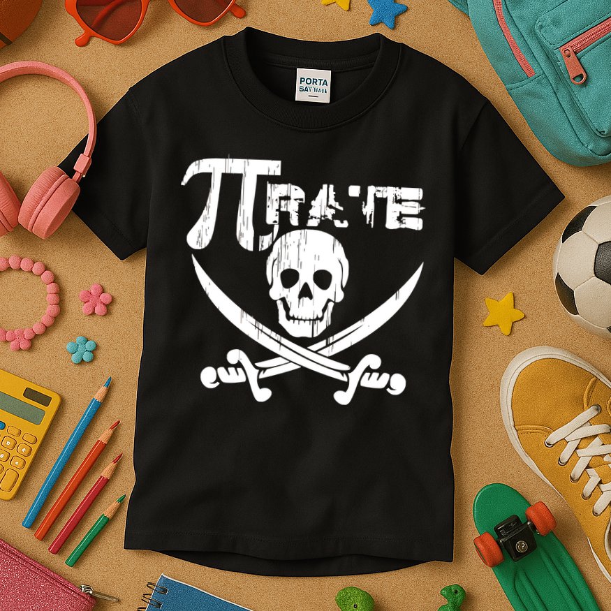 PI Rate Math Skull and Cross Swords Kids T-Shirt