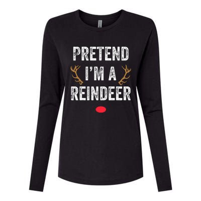 Pretend I'm A Reindeer Funny Lazy Christmas Costume Womens Cotton Relaxed Long Sleeve T-Shirt