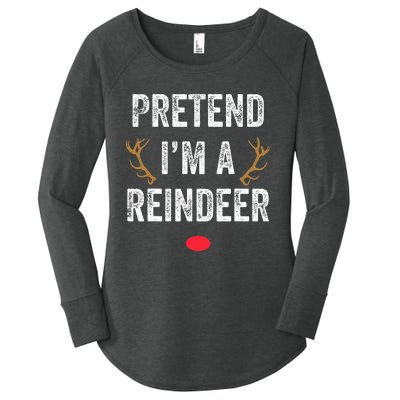 Pretend I'm A Reindeer Funny Lazy Christmas Costume Women's Perfect Tri Tunic Long Sleeve Shirt