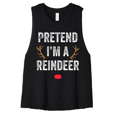 Pretend I'm A Reindeer Funny Lazy Christmas Costume Women's Racerback Cropped Tank