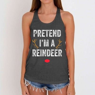 Pretend I'm A Reindeer Funny Lazy Christmas Costume Women's Knotted Racerback Tank