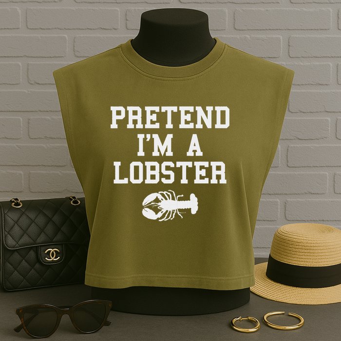 Pretend I'm A Lobster Funny Last Minute Lazy Costume Garment-Dyed Women's Muscle Tee