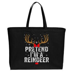 Pretend I'm a Reindeer Funny Easy Christmas Costume Cotton Canvas Jumbo Tote