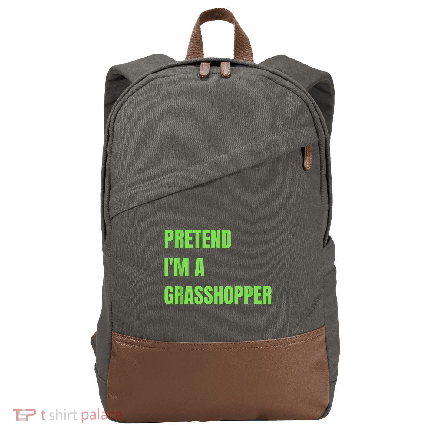 Pretend I'm a Grasshopper Halloween Costume Cotton Canvas Backpack