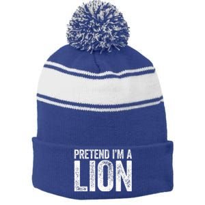 Pretend IM A Lion Matching Costume Stripe Pom Pom Beanie