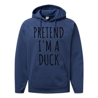 Pretend IM A Duck Funny Lazy Easy Duck Halloween Performance Fleece Hoodie