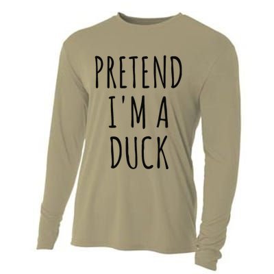 Pretend IM A Duck Funny Lazy Easy Duck Halloween Cooling Performance Long Sleeve Crew