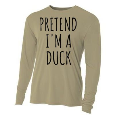 Pretend IM A Duck Funny Lazy Easy Duck Halloween Cooling Performance Long Sleeve Crew