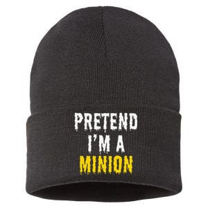 Pretend IM A Minion Halloween Party Funny Lazy Sustainable Knit Beanie