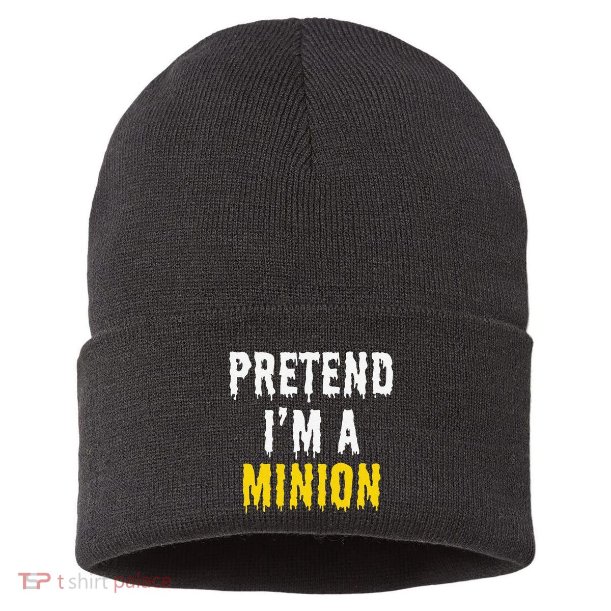 Pretend IM A Minion Halloween Party Funny Lazy Sustainable Knit Beanie