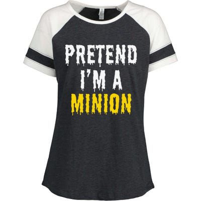 Pretend IM A Minion Halloween Party Funny Lazy Enza Ladies Jersey Colorblock Tee