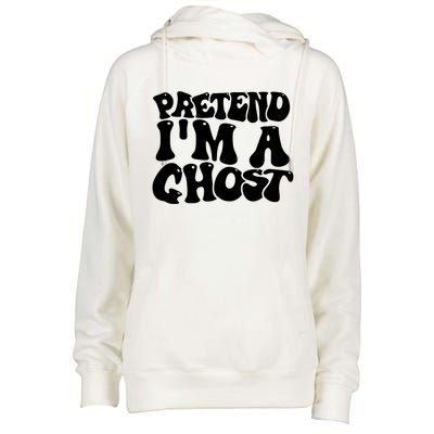 Pretend I Am A Ghost Groovy Halloween Costume Lazy Easy Gift Womens Funnel Neck Pullover Hood