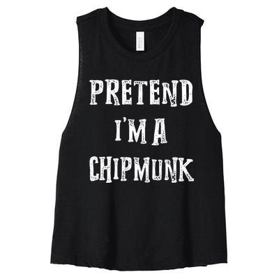 Pretend IM A Chipmunk Halloween Costume Couples Matching Women's Racerback Cropped Tank