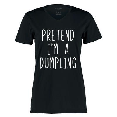 Pretend IM A Dumpling Costume Halloween Lazy Easy Women's Momentum V-Neck T-Shirt