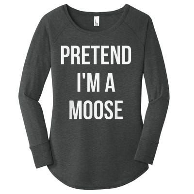 Pretend IM A Moose Adult Costume Halloween Brown Women's Perfect Tri Tunic Long Sleeve Shirt