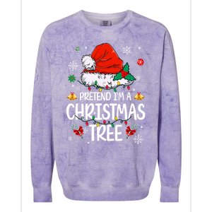 Pretend IM A Christmas Tree Funny Lazy Halloween Costume Great Gift Colorblast Crewneck Sweatshirt