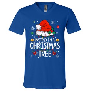 Pretend IM A Christmas Tree Funny Lazy Halloween Costume Great Gift V-Neck T-Shirt