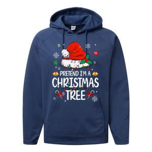 Pretend IM A Christmas Tree Funny Lazy Halloween Costume Great Gift Performance Fleece Hoodie