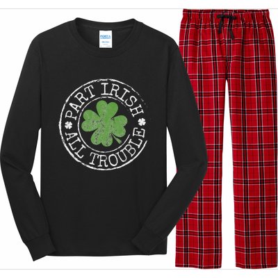 Part Irish All Trouble Funny Clovers Stamp St Patrick's Day Long Sleeve Pajama Set