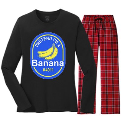 Pretend Im A Banana Lazy Halloween Last Minute Costume Women's Long Sleeve Flannel Pajama Set 