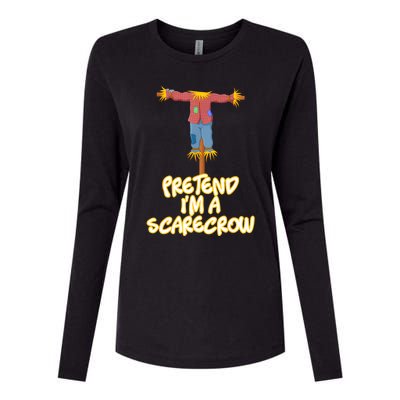 Pretend IM A Scarecrow Halloween Lazy Scarecrow Costume Womens Cotton Relaxed Long Sleeve T-Shirt