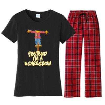 Pretend IM A Scarecrow Halloween Lazy Scarecrow Costume Women's Flannel Pajama Set