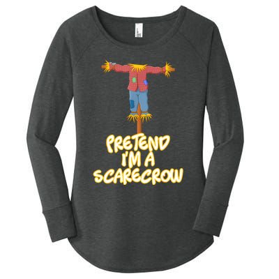 Pretend IM A Scarecrow Halloween Lazy Scarecrow Costume Women's Perfect Tri Tunic Long Sleeve Shirt