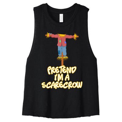 Pretend IM A Scarecrow Halloween Lazy Scarecrow Costume Women's Racerback Cropped Tank